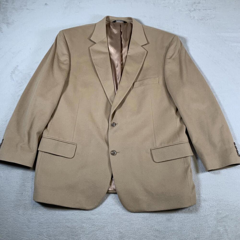Jos A Bank Blazer Mens 46 Regular Tan 100% Cashmere Sport Coat Jacket Classic